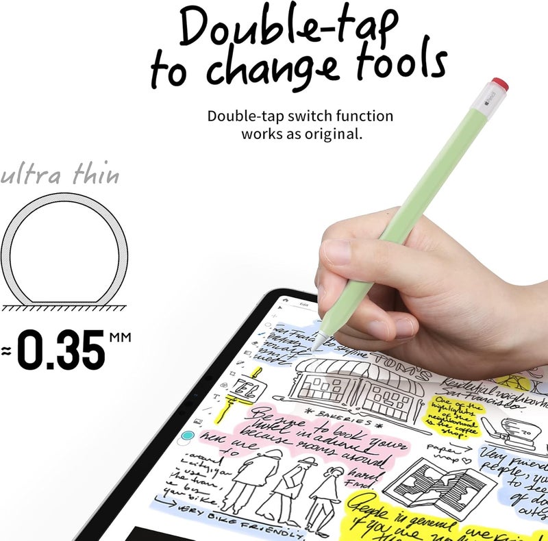 ELETIUO Silicone Case Compatible with Apple Pencil 2nd Generaion Cover,Protective Holder Grip Sleeve with Cap Accessories Compatible with iPad Pro 11 12.9 inch,Green - Image 5